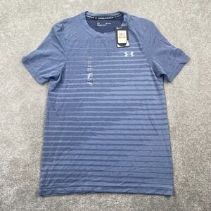 Under Armour Heat Gear Men's Activewear Striped Athletics T-Shirt Size S Gray